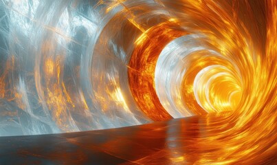 Poster - Fiery swirling tunnel, abstract art, energy, futuristic, background