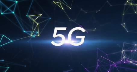 Poster - spreading neon network lines across tech-themed digital space, with glowing 5g text