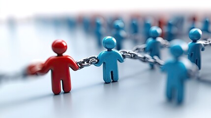Poster - Concept image of a magnet attracting people, representing media influence and human resource power.