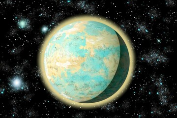 Wall Mural - Celestial sphere, light blue and pale yellow