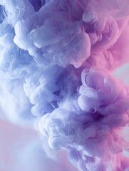 Poster - Ethereal Swirls of Colorful Smoke in Shades of Blue and Purple Creating a Dreamlike Atmosphere with a Soft and Abstract Aesthetic
