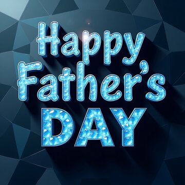 Fathers Day greeting card, banner, poster or flyer design with origami hearts and text Happy Father's Day in paper cut style on blue background with argyle