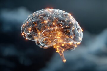 Poster - a high-resolution image showcasing the intricate details of an artificial intelligence brain, with g