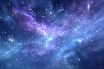Poster - An ethereal depiction of the cosmos, showcasing swirling nebulas and constellations, with vibrant colors of blue and purple, creating a sense of infinite space and wonder.