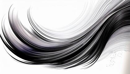 Poster - fluid black and white abstract wave lines with fine hair-like texture for modern web design, branding background, poster art, or high-end digital print

