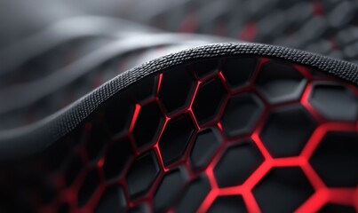 Poster - Red lit hexagonal fabric texture, abstract background, design concept