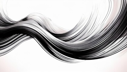 Poster - fluid black and white abstract wave lines with fine hair-like texture for modern web design, branding background, poster art, or high-end digital print

