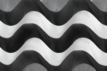 Fototapete - Abstract seamless pattern in black and white with wavy lines, creating a visually striking and modern design element, perfect for backgrounds and textures.