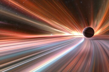 Wall Mural - Cosmic warp, swirling nebulae, and celestial bodies