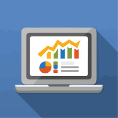 Poster - Laptop displaying colorful financial graphs