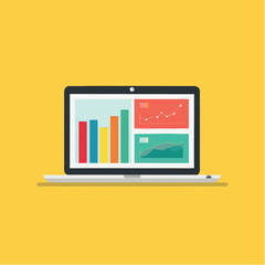 Poster - Laptop displays colorful data charts
