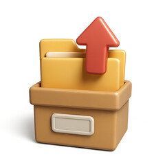 Poster - 3D Render of Yellow Folders Uploading into Tan Box