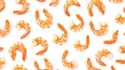 Poster - Cooked shrimp pattern on white background. (1)