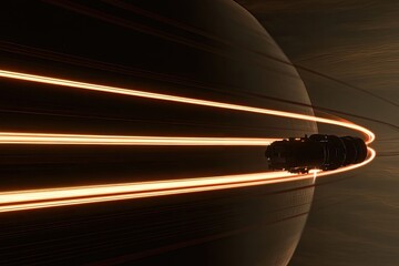 Wall Mural - Spaceship through planetary rings