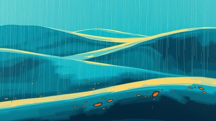 Aufkleber - Abstract Waves Under a Rainy Sky