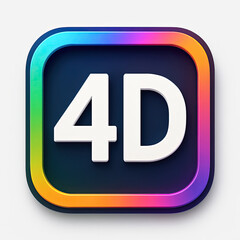 Poster - Colorful 4D Icon with Rainbow Gradient Border