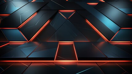 Leinwandbilder - Black and red background with a futuristic look. The background is made up of squares and triangles