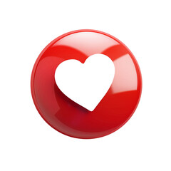 Poster - Red heart symbol on glossy button, representing love and connection digitally