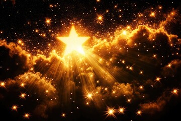 Wall Mural - Sparkling starburst through clouds