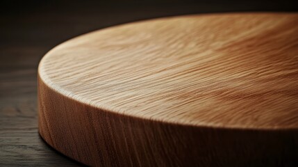 Aufkleber - Round wooden cutting board on dark surface.
