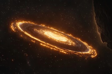 Wall Mural - Fiery spiral galaxy in deep space