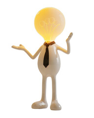Poster - Humorous Business Concept with Lightbulb Head, Ready to Present Ideas