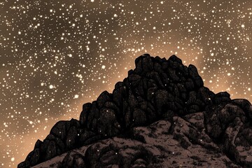 Wall Mural - Rocky peak under starry night (1)