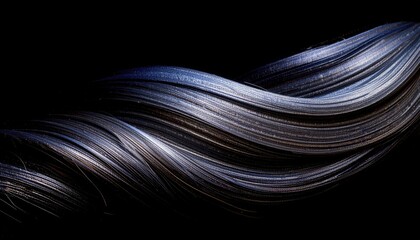 Poster - Dark Blue Brush Stroke Abstract Art on Black Background