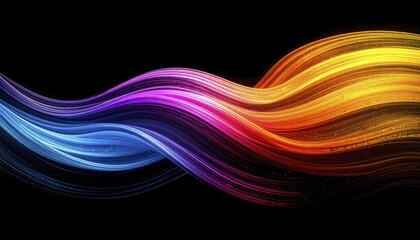 Poster - Vibrant Multicolored Brush Strokes on Deep Black Background