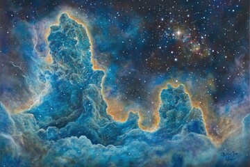 Wall Mural - Cosmic landscape of nebulae