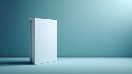 Fototapete - Blank hardcover book positioned upright on a clean surface with soft shadows, perfect for showcasing designs on a smooth gray gradient backdrop