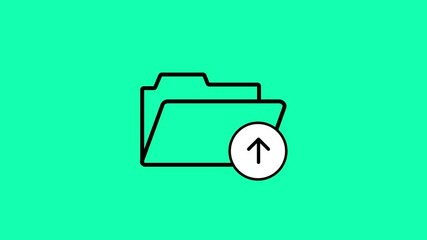 Poster - Folder upload icon animation with bright green arrow. Upload process icon animation with folder and arrow on bright green background for digital concepts