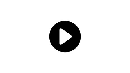 Poster - Video play button icon on white surface for content streaming. Animated video play button icon presentation on white background streamlining content playback and media engagement