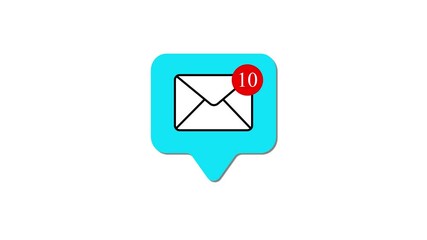 Poster - Email icon with zero unread messages inside chat bubble. Email notification icon with zero unread messages in a chat bubble on white background