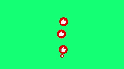 Poster - Red thumbs up icons showing social media approval. Animated thumbs up icons in red appearing against a green background representing like positive feedback or agreement in social media