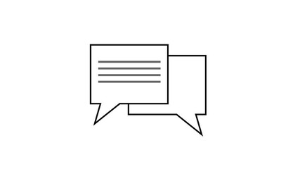 Poster - Speech bubbles with text lines representing conversation. Animated speech bubbles with lines inside representing text communicating conversation ideas and discussion on white background