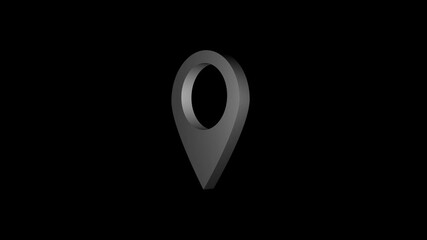 Poster - Silver location pin graphic for navigation and mapping. 3d render of a silver location pin graphic isolated against a black background representing mapping navigation and geographic concepts.