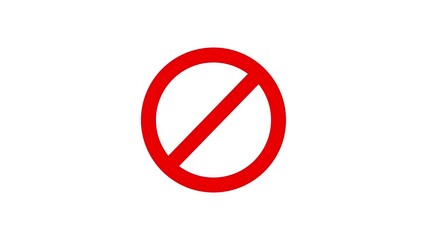 Poster - Red no entry symbol in round icon design. Symbolic prohibition or denial red circular icon on plain white background graphic element