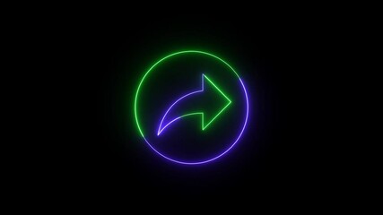 Poster - Share icon glowing green and purple in loop. Animated neon share icon glowing in green and purple against a black background seamless loopable illustration
