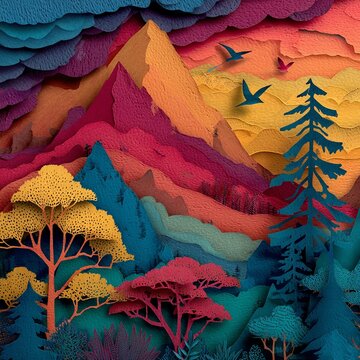 Rural Scenery Embroidery Line Painting