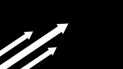 Poster - Arrows symbolizing progress and growth in business. Ascending white arrows on black background illustrating growth progress or direction in abstract visuals for business concepts