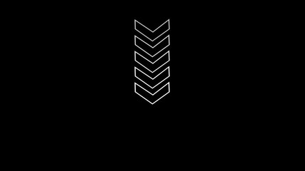 Fototapete - downward arrows transition for video editing. Animated downward arrows transition on a black background perfect for motion graphics and seamless video editing