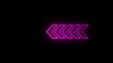 Poster - arrow sequence for dynamic digital visuals. Animated neon arrow sequence in purple on a black background for digital presentations and dynamic visuals