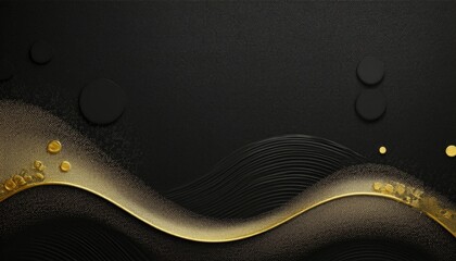 Poster - luxurious black and gold abstract wave background with textured metallic accents and elegant curves for branding, web design, packaging, or high-end print media

