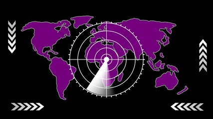 Poster - Radar scanning world map for global surveillance. Digital radar scanning world map animated conceptual representation of global surveillance and international intelligence gathering