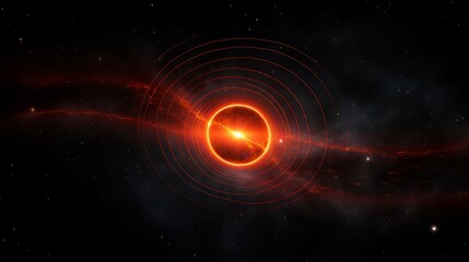 Aufkleber - Red glowing object in the middle of a black background. The object is surrounded by a red circle
