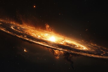 Wall Mural - Fiery spiral galaxy