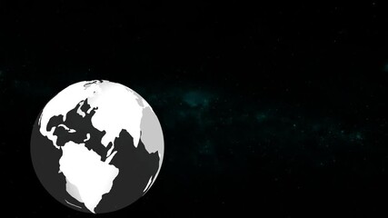 Poster - Earth in space with stars and milky way for exploration. Animated earth globe in space with stars and milky way background conceptualizing travel exploration and future vision
