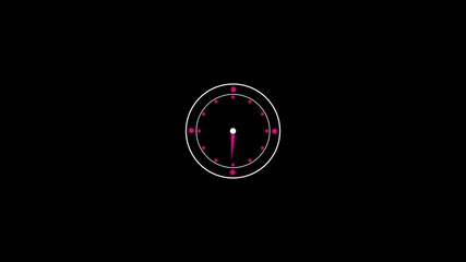 Poster - Clock with pink accents showing time passing. Animated minimalist clock with pink accents on black background showing abstract time passing conceptual design