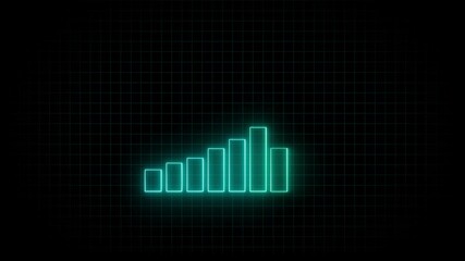 Poster - Bar chart showing progress and strength. Graph bar chart animation with glowing strength bars on a futuristic grid background symbolizing progress.